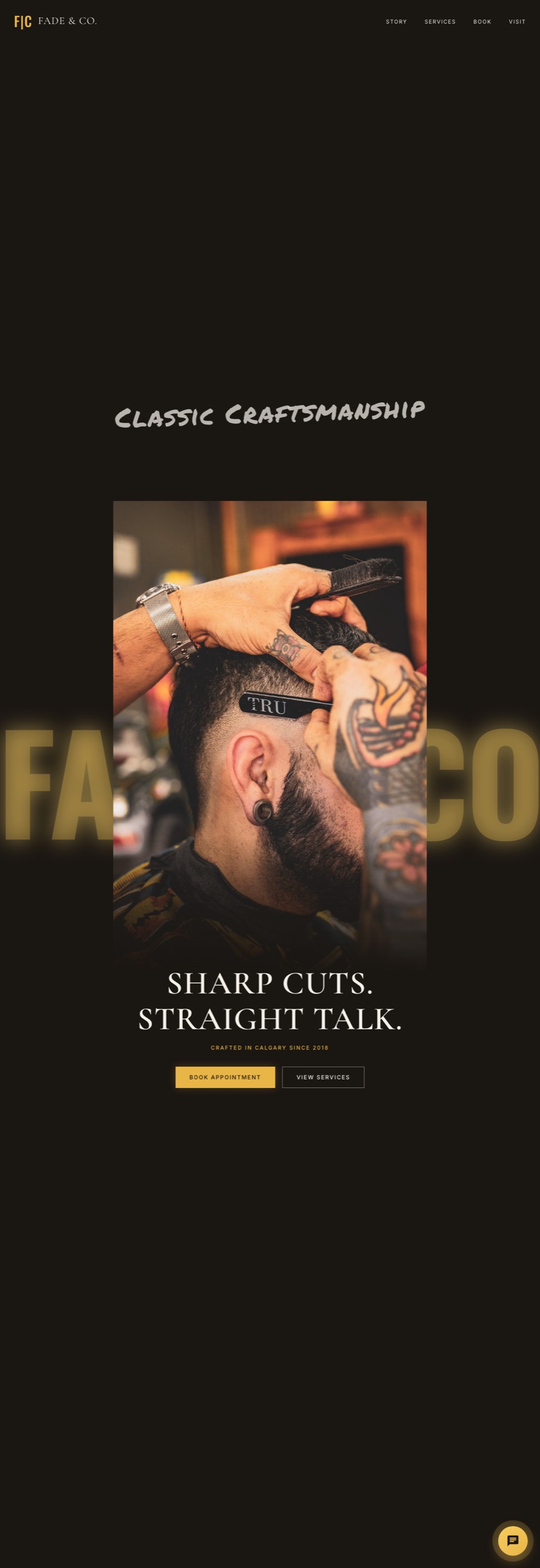 Fade and Co. website, full page