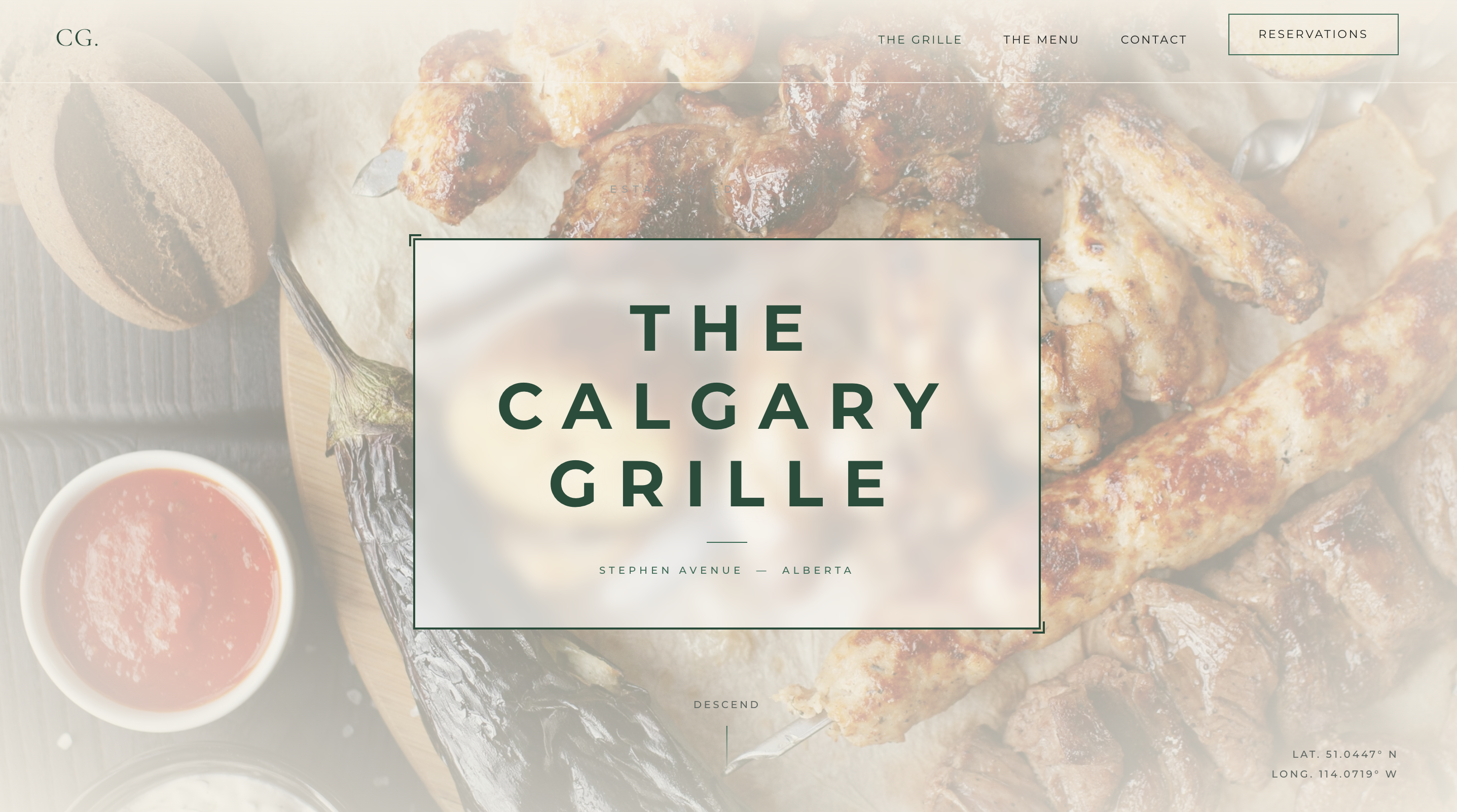 The Calgary Grille website homepage