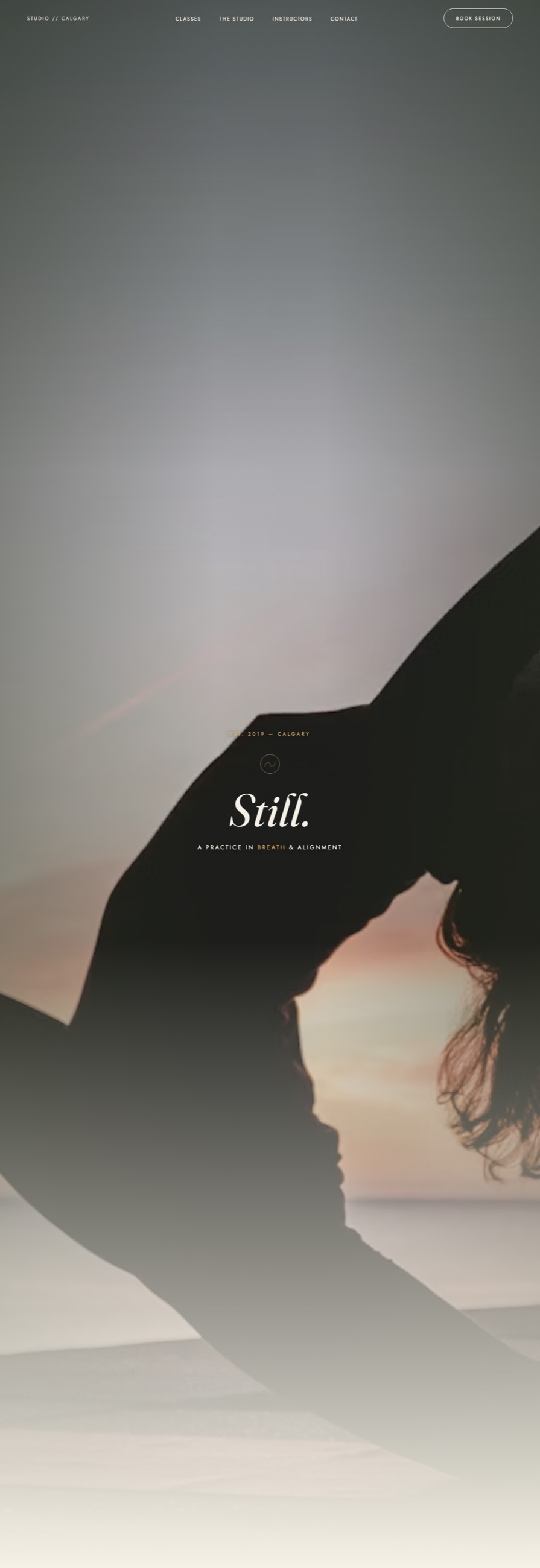 Still pilates studio website, full page